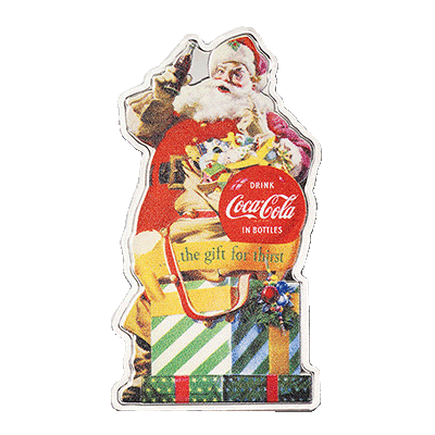 A picture of a 1 oz Coca-Cola® Santa Shaped Silver (2024)